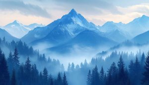 Blue Mountains and Forest Mist Mobile Wallpaper 4K Background