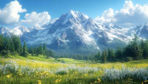 Snowy Mountain Meadow 4K Desktop Backgrounds Nature Landscape Wallpaper