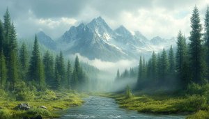 Serene Mountain River 4K Wallpaper For Desktop Background