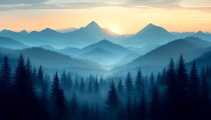 Serene Blue Mountains Forest Sunset Mobile Wallpaper Free Desktop Background