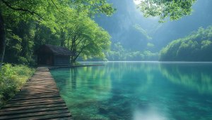 Serene Lake 4K Wallpaper, Forest and Mountain Background