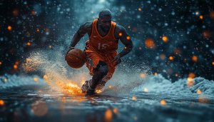 Basketball Player Dribbling 4K Wallpaper Mobile Background Free Sports Art