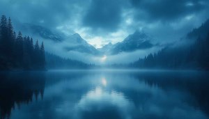 Mystical Lake Mountain Reflection 4K Desktop Wallpaper Nature Background