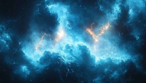 Blue Lightning Nebula Galaxy 4K Desktop Background Free Mobile Wallpaper