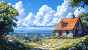 Scenic Cottagecore Village 4K Desktop Wallpaper Free Mobile Background