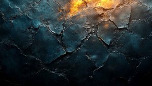 Cracked Stone Texture Dark Blue Gold Abstract 4K Desktop Wallpaper