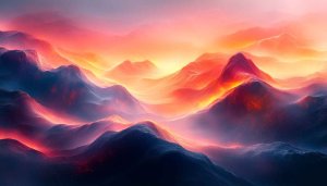 Fiery Mountain Range Sunset 4K Desktop Background Free Wallpaper