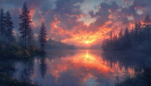 Lake Sunset 4K Desktop Wallpaper, Reflecting Sunset Mobile Background