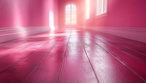 Pink Room Interior 4K Desktop Background Elegant Wood Floor Wallpaper