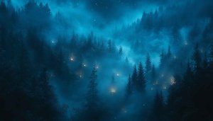 Enchanted Forest Night 4K Desktop Background, Fantasy Landscape Mobile Wallpaper