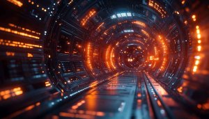 Futuristic Technology Tunnel 4K Wallpaper | Sci-Fi Desktop Background