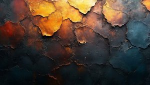Abstract Cracked Rock Texture 4K Desktop Wallpaper, Orange Teal Background