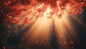 Autumn Forest Sun Rays 4K Desktop Background Mobile Wallpaper