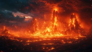Inferno Landscape 4K Desktop Wallpaper - Fiery Fantasy Background
