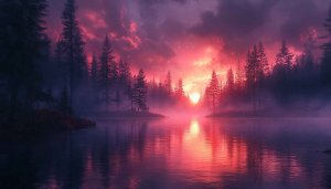 Mystic Lake Sunrise Wallpaper: Free 4K Desktop Background for Nature Lovers