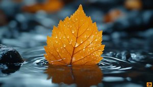 Autumn Leaf Floating Water Surface Mobile Background Wallpaper