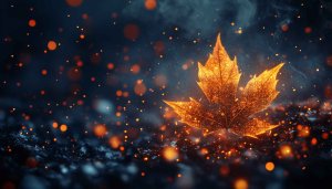 Glowing Maple Leaf 4K Desktop Wallpaper Autumn Theme Background