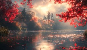 Autumn Lake Red Leaves Wallpaper 4K Desktop Nature Backgrounds Free