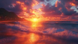 Fiery Sunset Beach Mobile Wallpaper Free 4K Desktop Backgrounds