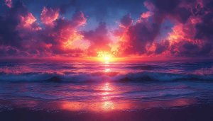 Ocean Sunset Waves 4K Desktop Wallpaper, Free Mobile Backgrounds