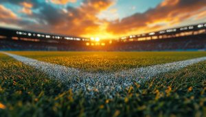 Spectacular Stadium Sunset Mobile Background, Football Field Wallpaper 4K