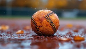 Wet Baseball Close-up Photo 4K Mobile Wallpaper Background Free