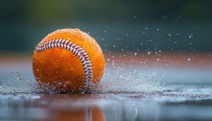 Wet Baseball Mobile Wallpaper: Orange Softball Ball 4K Background