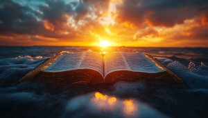Ocean Bible Sunset Wallpaper 4K, Inspirational Desktop Background