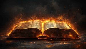 Burning Book Wallpaper, Mystical Fire Mobile Background, Free Desktop Image