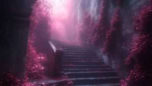 Eerie Pink Stairway Mobile Wallpaper for Phone Backgrounds Free