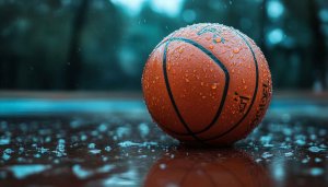 Wet Basketball Mobile Wallpaper - Rainy Day Sports 4K Background