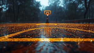 Wet Basketball Court Aesthetic Wallpaper Rainy Day Mobile Background