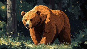 Majestic Grizzly Bear Wallpaper, Forest Animal Background, 4K Desktop Wallpaper