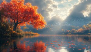Autumn Lake Reflections 4K Desktop Wallpaper Beautiful Scenery Background