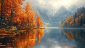 Autumn Mountain Lake Reflection 4K Desktop Wallpaper Free to Use