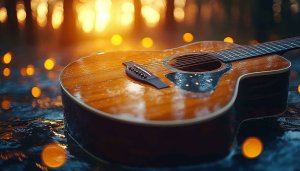 Acoustic Guitar Bokeh Lights Free HD Wallpaper Background