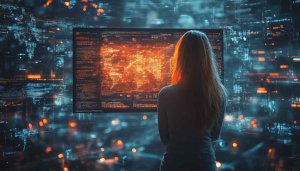 Woman Coding Data Visualization 4K Desktop Background Mobile Wallpaper