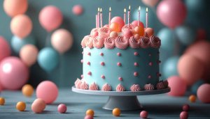Birthday Cake Wallpaper Pink Balloons Cute 4K Mobile Background