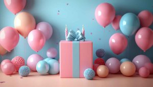 Pink Balloons Gift Box Birthday Party Mobile Background Wallpaper