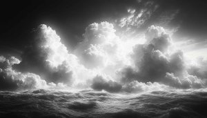 Monochrome Ocean Waves and Cloudscape | Free Desktop Wallpaper