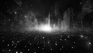 Abstract Cityscape Lines Black and White 4K Desktop Wallpaper