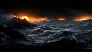 Dramatic Ocean Waves Sunset 4K Desktop Wallpaper Free