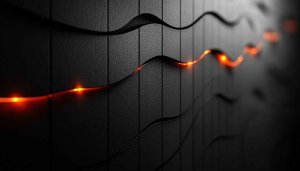 Abstract Black Wall Art with Glowing Orange Line 4K Wallpaper