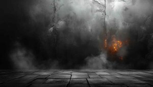 Dark Concrete Wall with Orange Fire Mobile Wallpaper Background