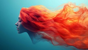 Orange Redhead Girl Portrait Mobile Wallpaper, Dreamy Blue Background
