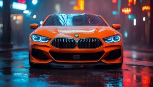 Orange BMW Rain Wallpaper 4K Car Desktop Background Mobile Wallpaper