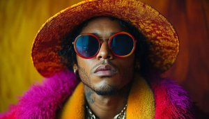 Portrait of Man with Round Sunglasses 4K Desktop Background