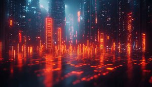 Cyberpunk Cityscape Neon Lights Desktop Background, Mobile 4K Wallpaper