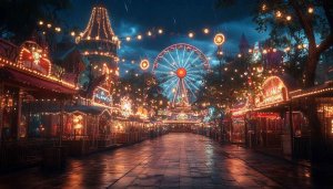 Night Carnival Festival Ferris Wheel 4K Desktop Mobile Wallpaper