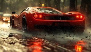 Ferrari in Rain Wallpaper - 4K Desktop Mobile Backgrounds